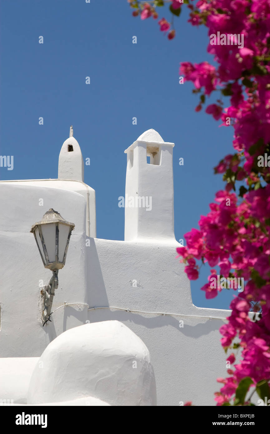 Cycladic architecture in Chora, Mykonos Old Town Stock Photo