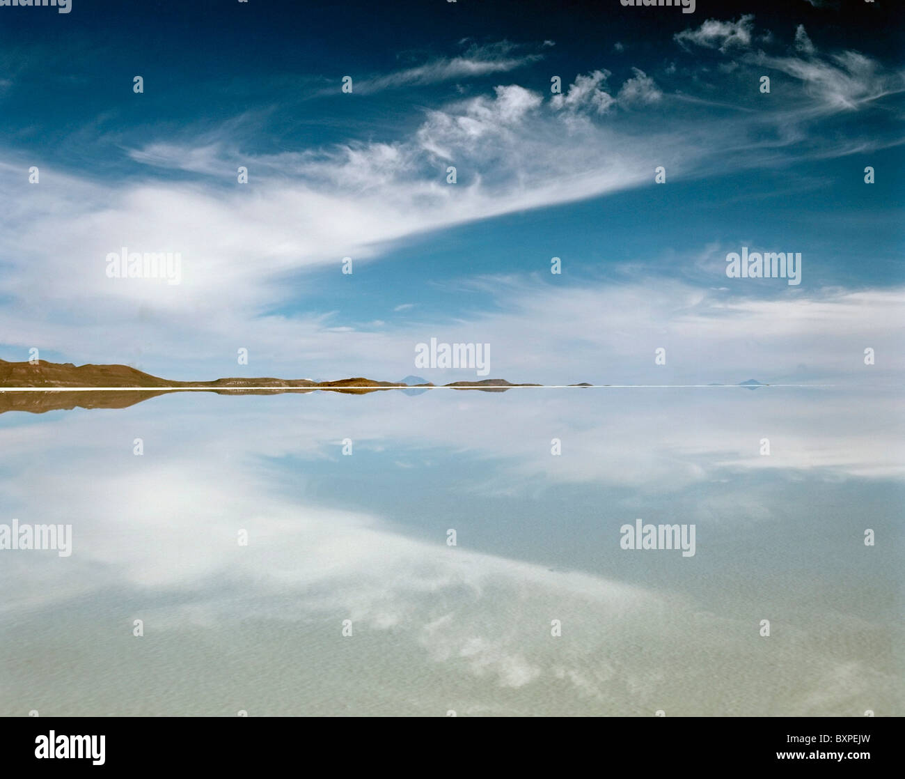 Reflection In Uyuni Salt Flat Stock Photo