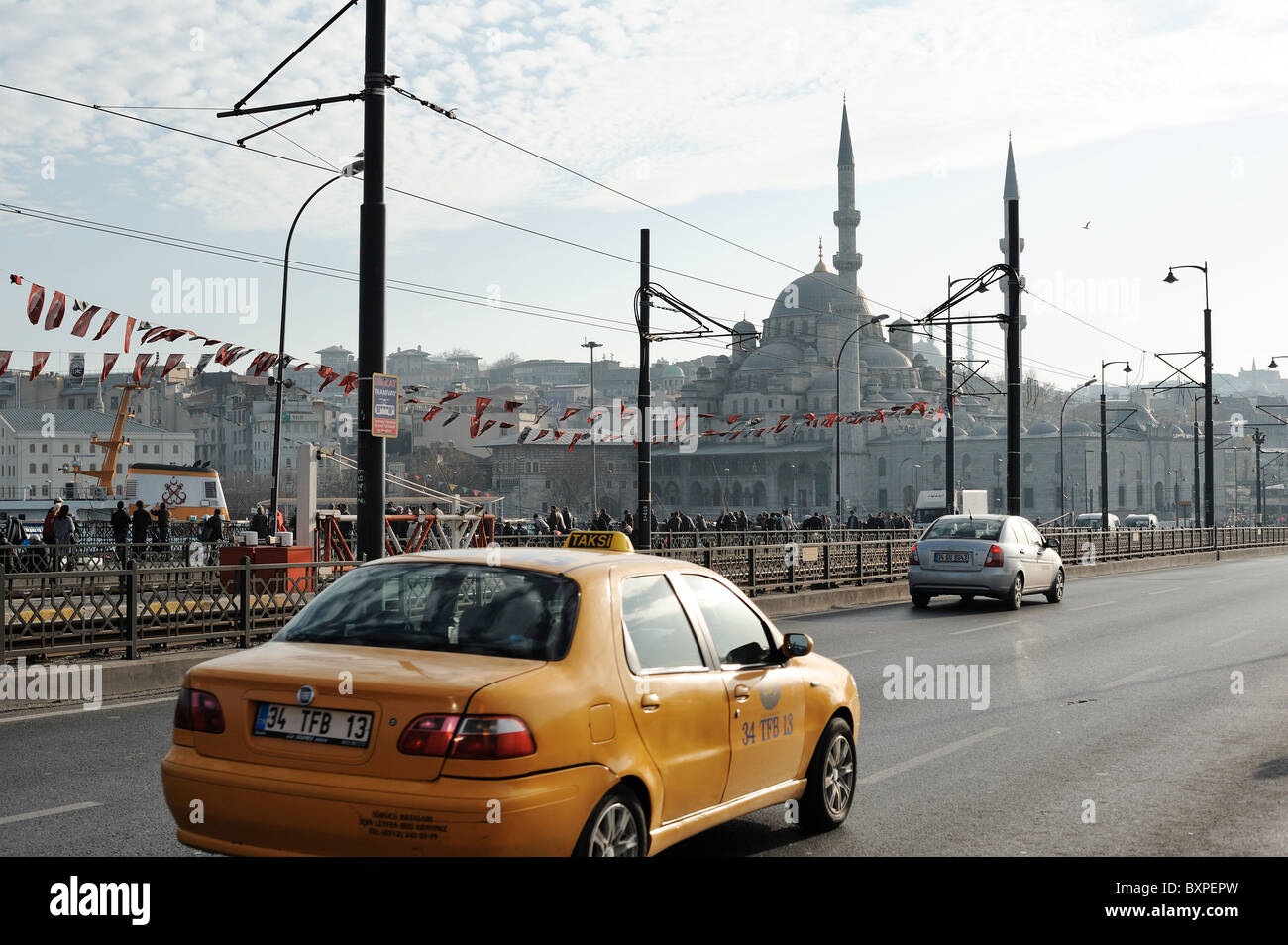Galata Bridge over the Golden Horn, Istanbul, Turkey Stock Photo