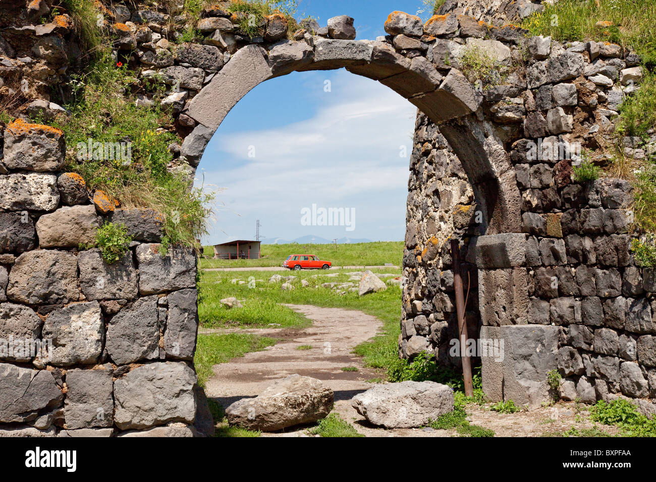 Gate in the Fortress Wall of Lori Berd in Northern Armenia Stock Photo