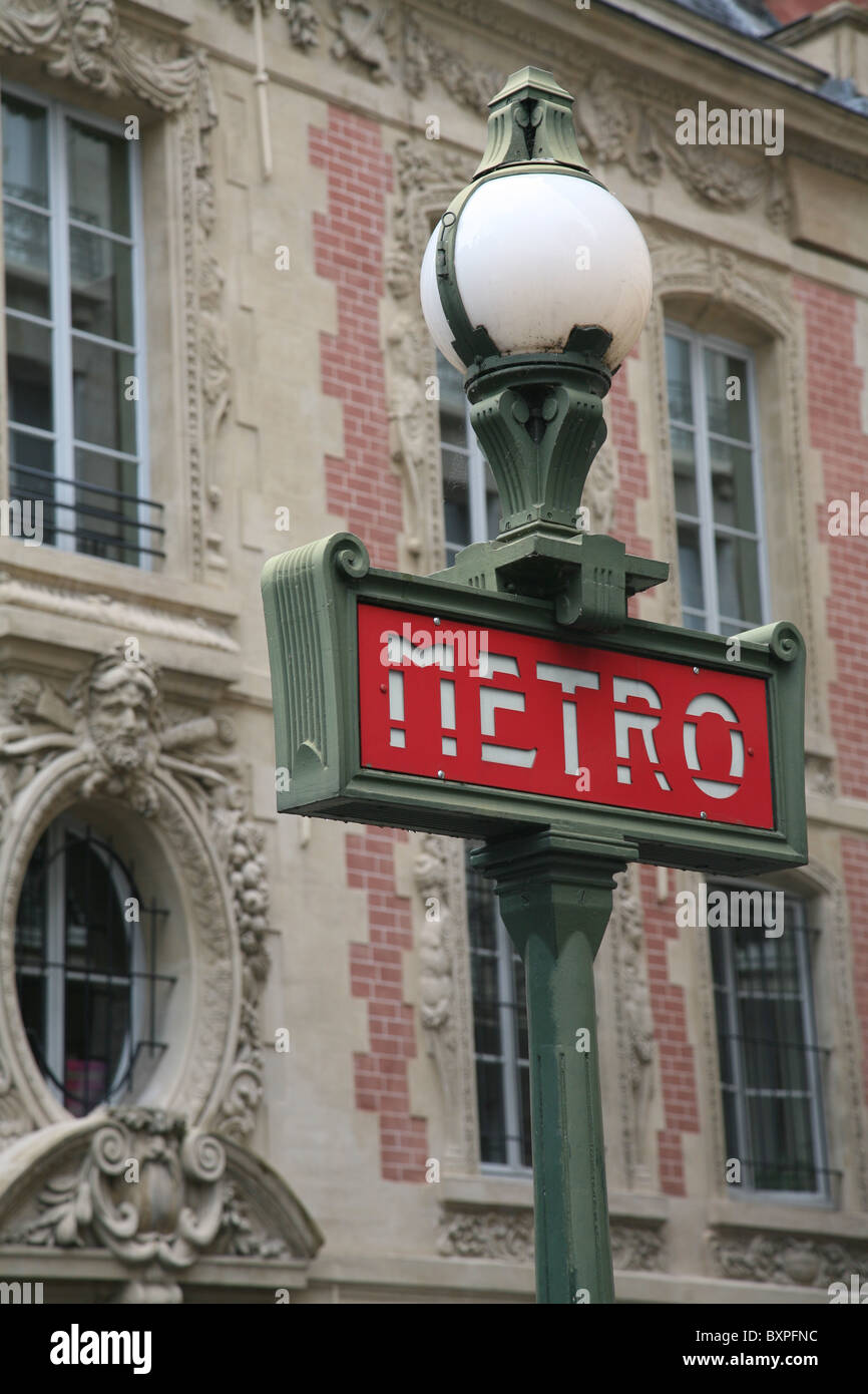 Paris Old Fashioned Beaux Arts Metro Entrance Sign Stock Photo