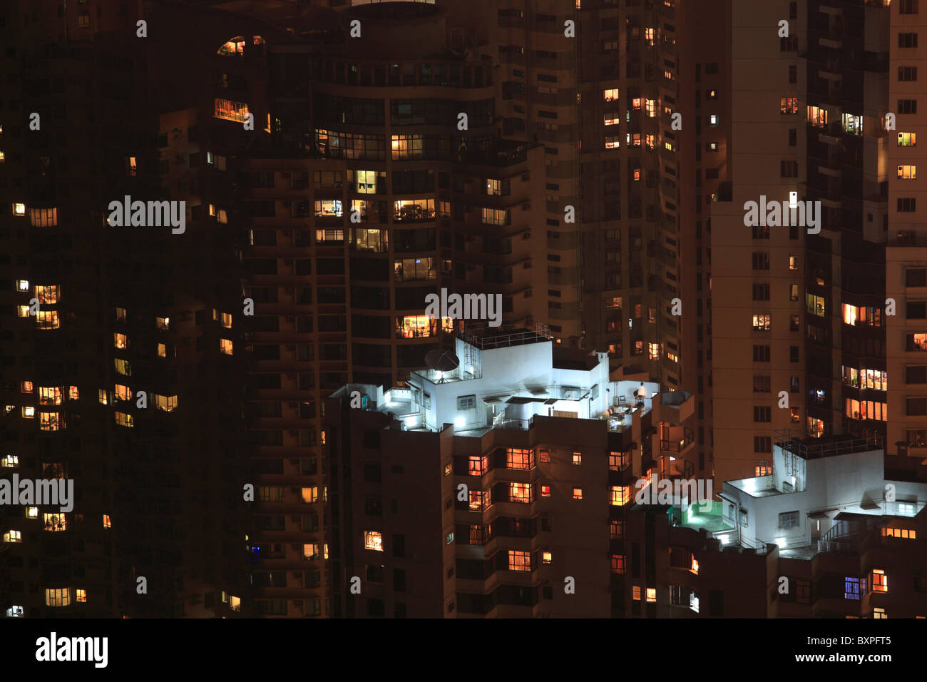 Cluster of Highrise Luxury Apartments Hong Kong Island China Stock