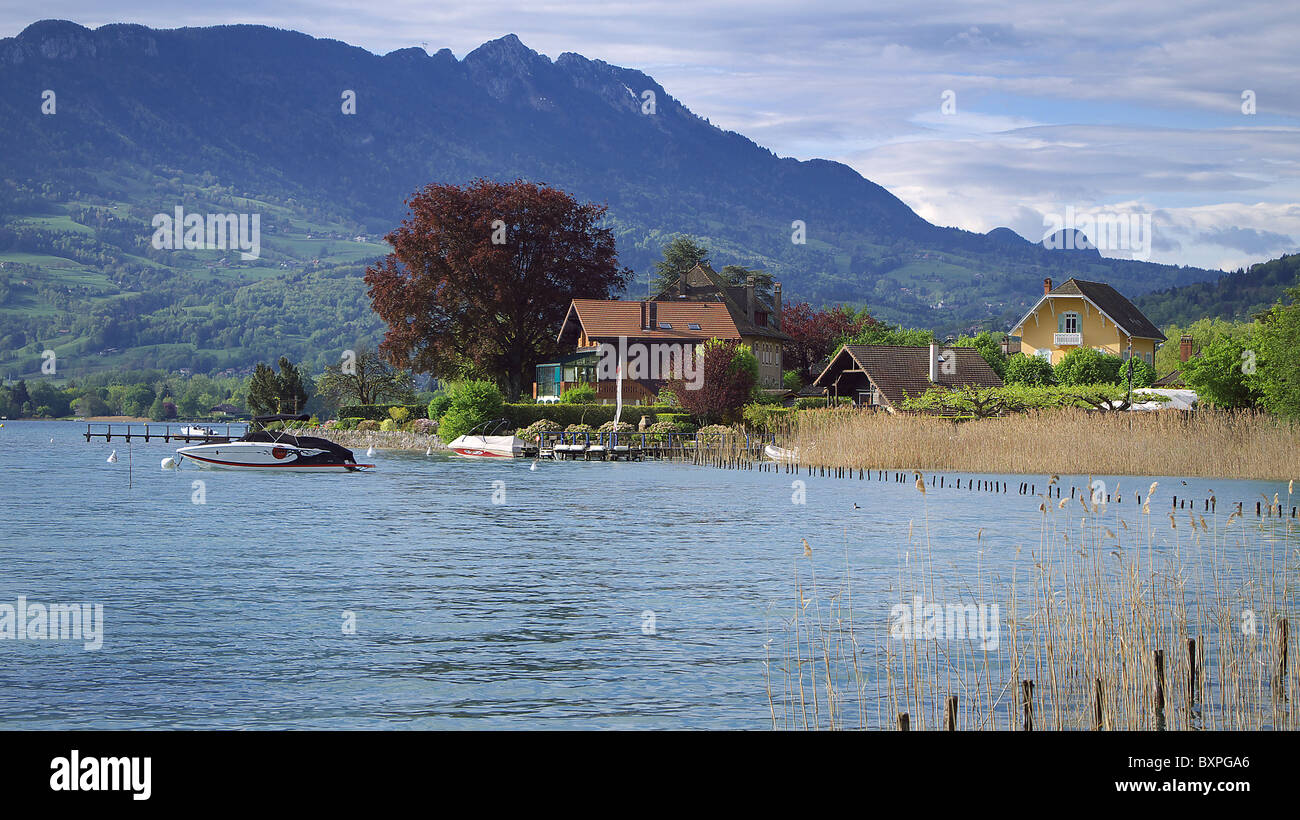 Sévrier (74) : shores of Lake Annecy Stock Photo