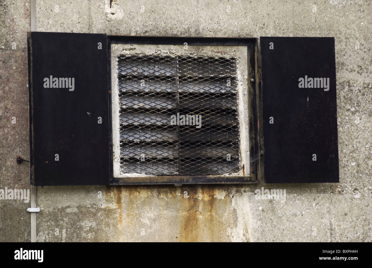 Ventilation duct of Civil Defence Nuclear Bunker built in 1950s at Ullenwood Camp near Cheltenham Gloucestershire UK Stock Photo