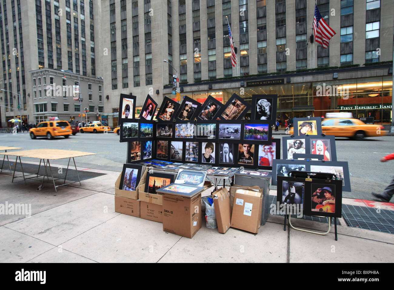 Tourist photographs for sale on Sixth Avenue of New York city in Christmas 2010 Stock Photo