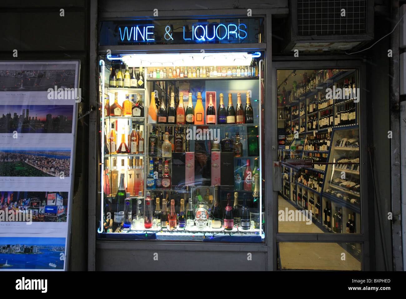Wine and liquor store on 6th Ave near Central Park in New York city