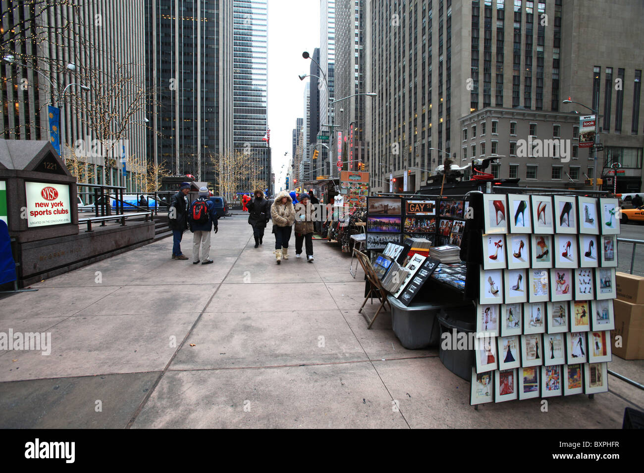 Tourist photographs for sale on Sixth Avenue of New York city in Christmas 2010 Stock Photo