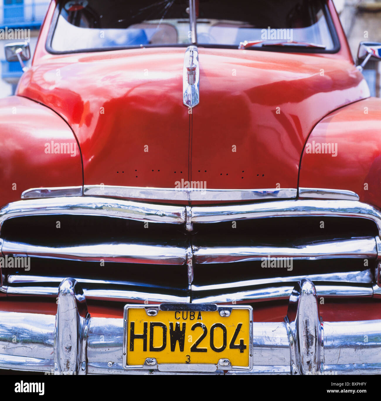 Full Front Detail Of A Chevy. Stock Photo