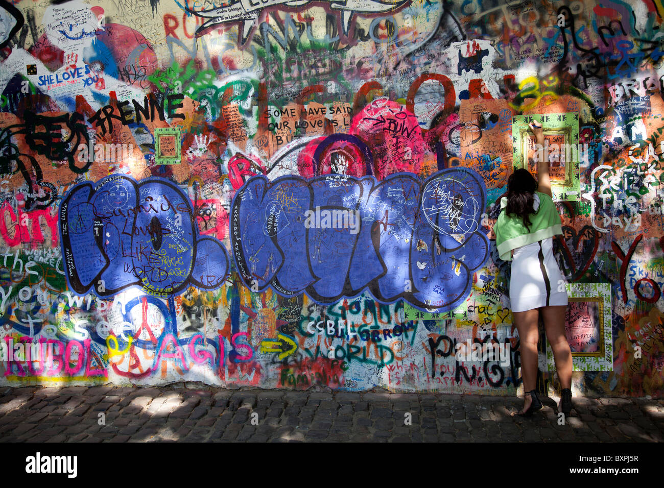 John Lennon Beatles Graffiti wall Prague Czech Republic Stock Photo