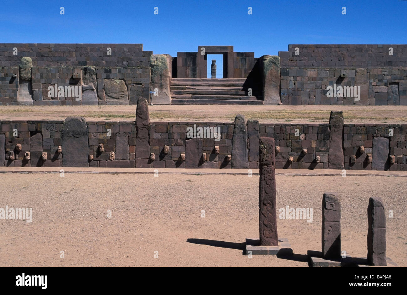 Entrance To Kalasasaya With Ponce Monolith From Semi-Underground Temple Stock Photo