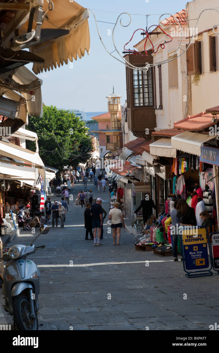 Shops Street Scene Rhodes Greece Stock Photo Alamy