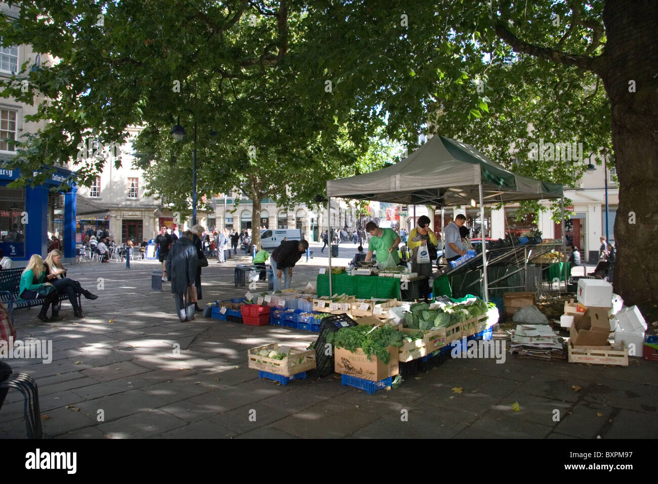 Market Stall, Kingsmead Square, Bath, Somerset, UK Stock Photo