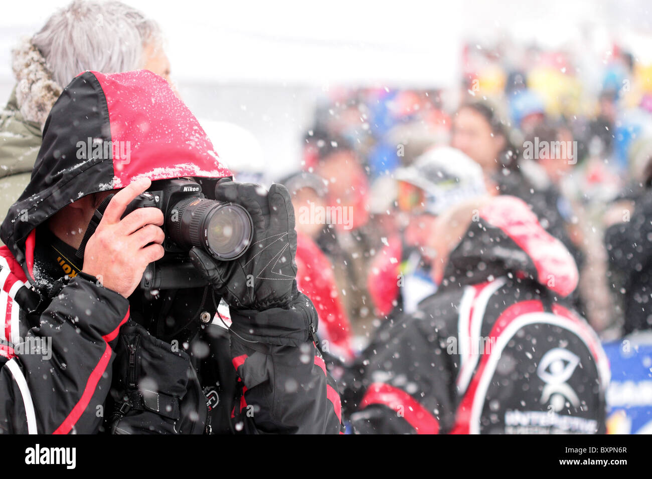 Photographer at Bansko Ski Legends Race, Bulgaria Stock Photo