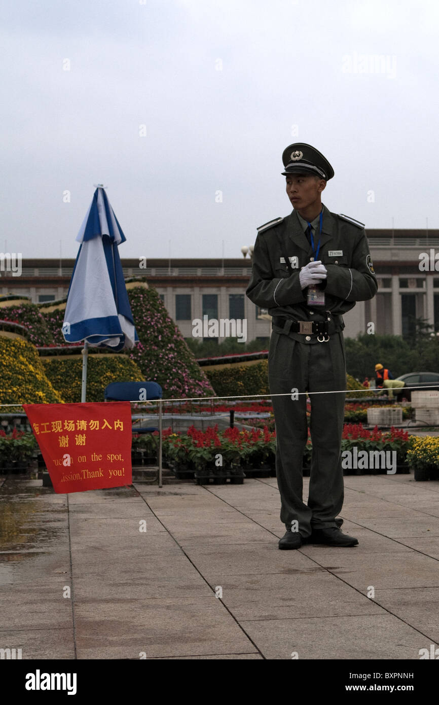 Tiananmen Square, Beijing, China -security guard Stock Photo