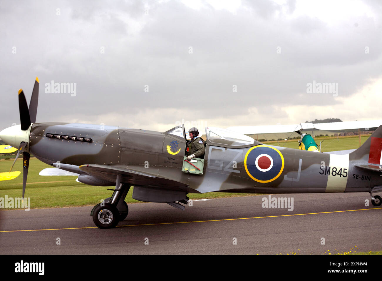 Supermarine Spitfire, SM845 at the Duxford Airshow, Herts, UK Stock Photo