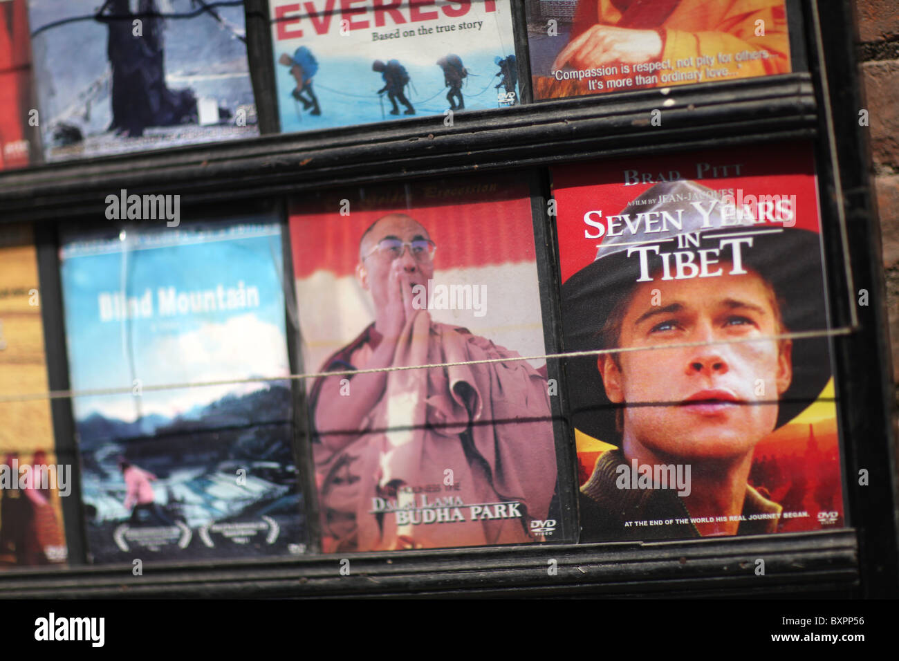 A display of films dvd related to Nepal in Kathmandu, Nepal in
