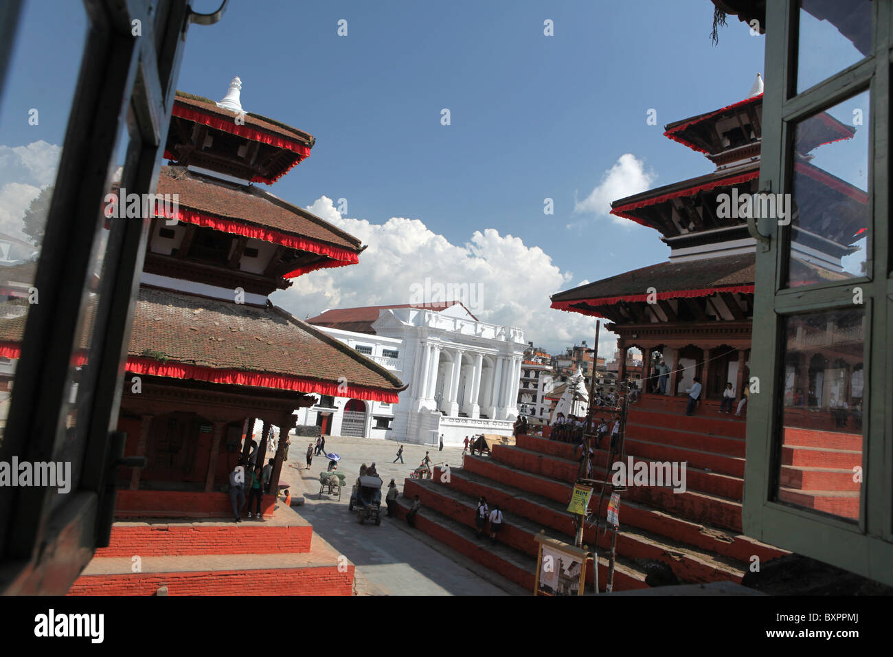 View of temples in Durbar Sqaure in Kathmandu, Nepal in Asia Stock Photo