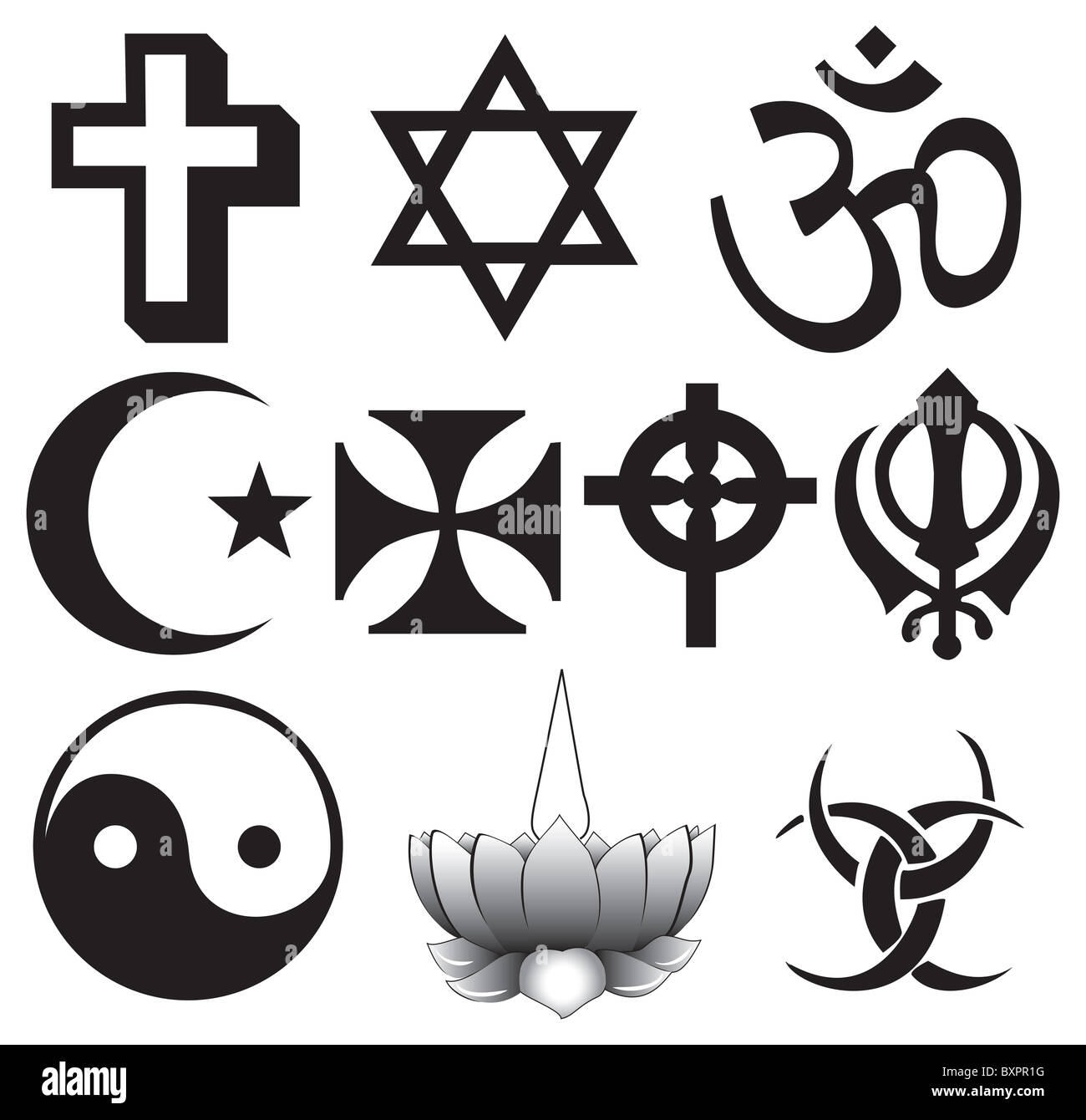 Different religions symbols - ten different symbols fully scalable ...