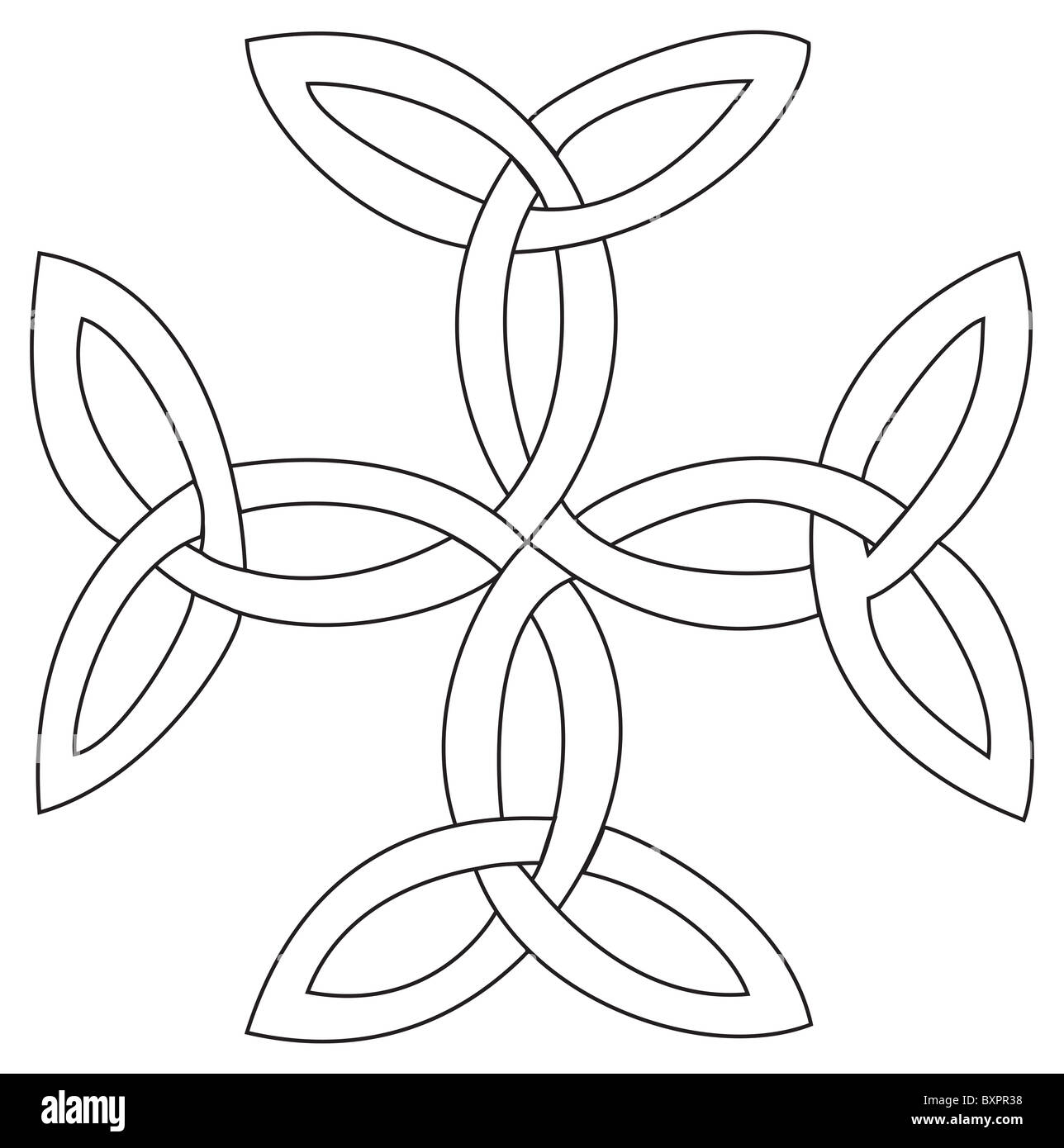 Triquetras cross symbol knot drawing Stock Photo
