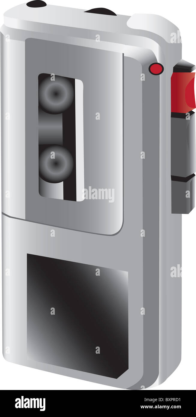 Details of a small, cassette handheld voice or sound recorder Stock