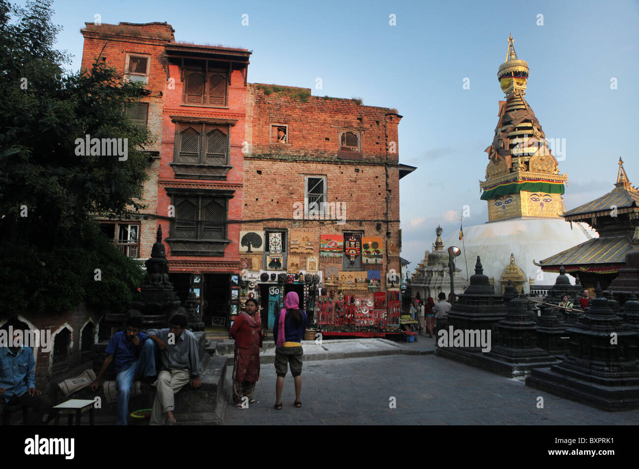 at Swayambhunath Temple (Monkey Temple), UNESCO World Heritage Site, Kathmandu in Nepal, Asia. Stock Photo
