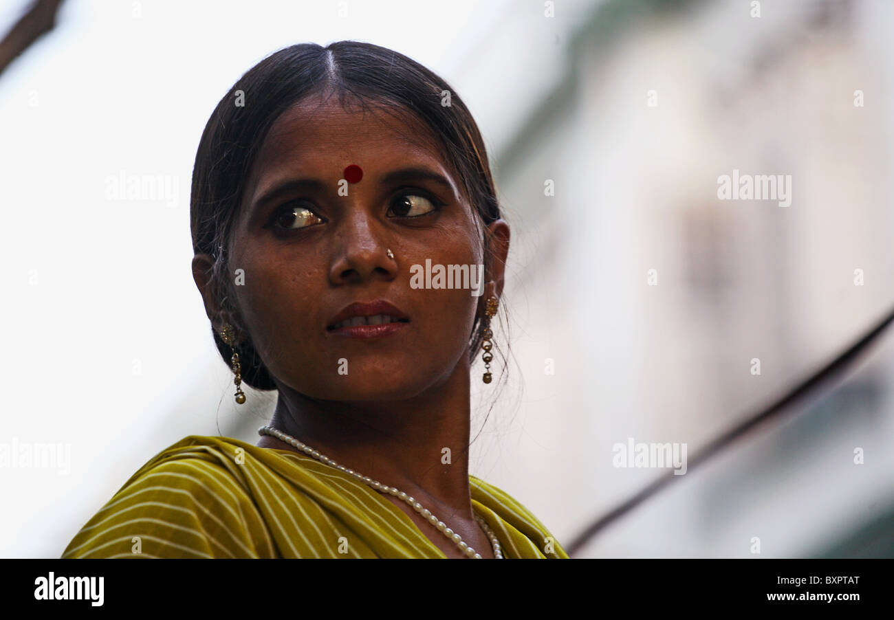 Indian lady in street, Calcutta, India Stock Photo