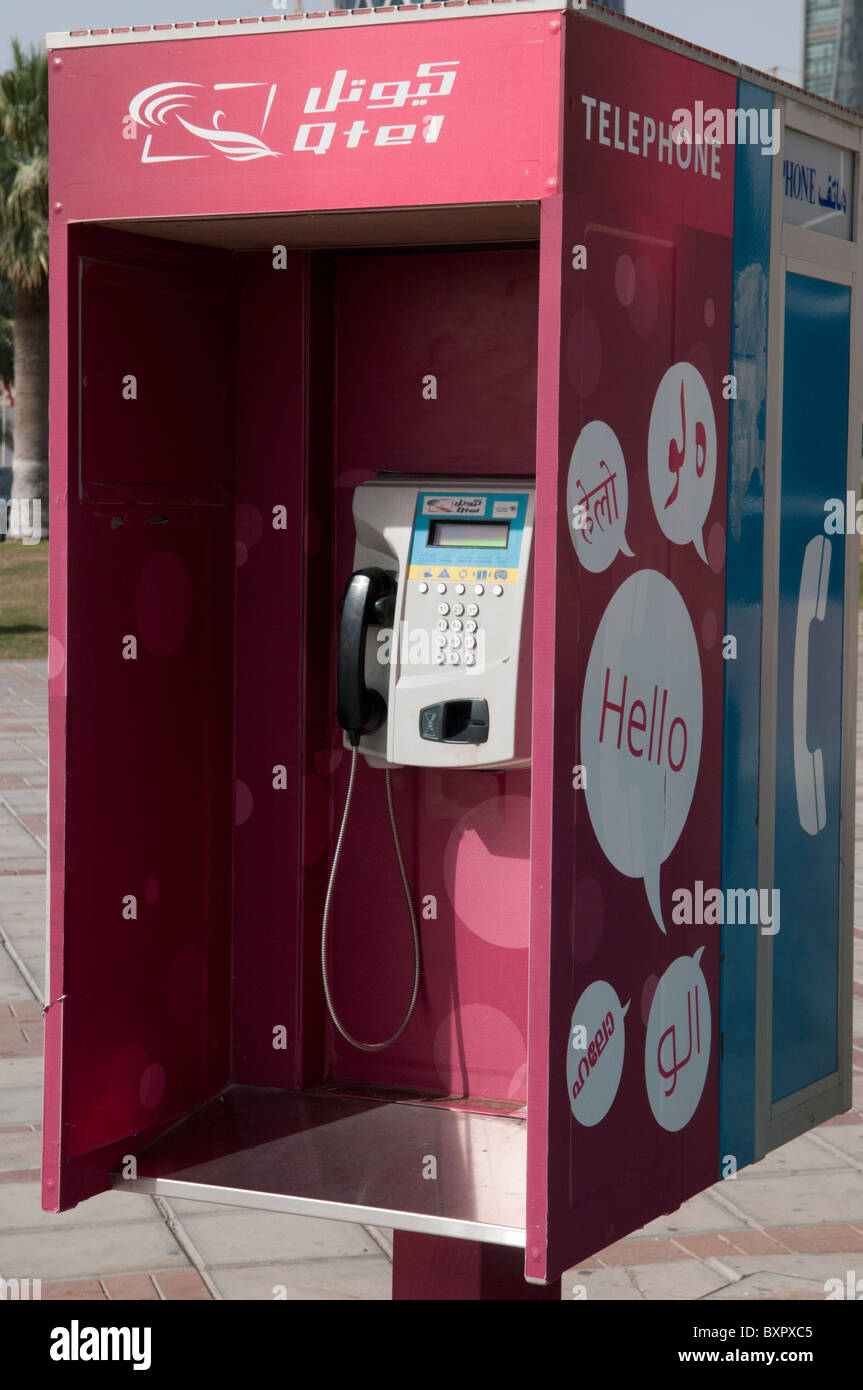 Public Qtel phone on Corniche, Doha Qatar Stock Photo Alamy
