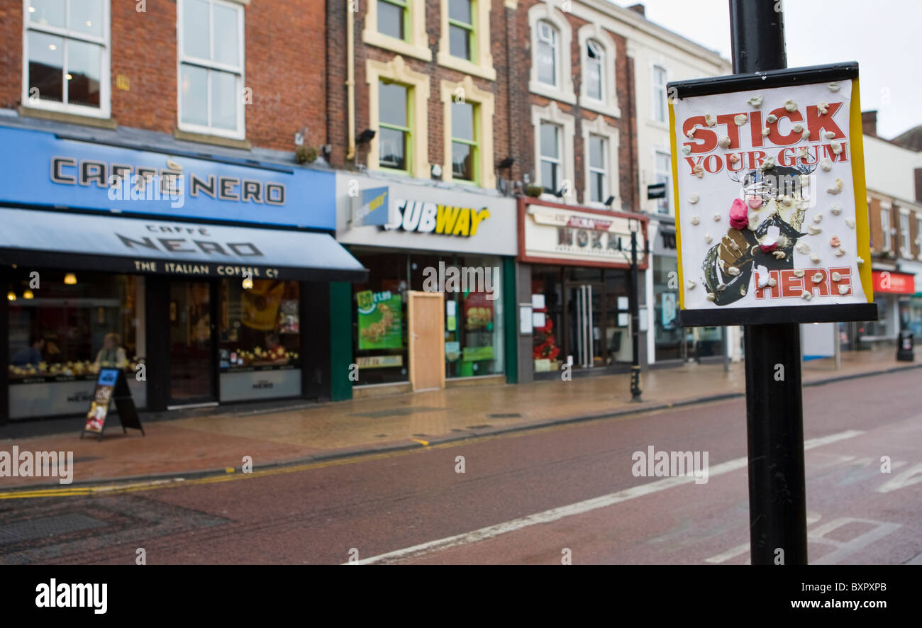 'Gum boards'  set up in Fishergate,Preston, Lancashire, UK Stock Photo