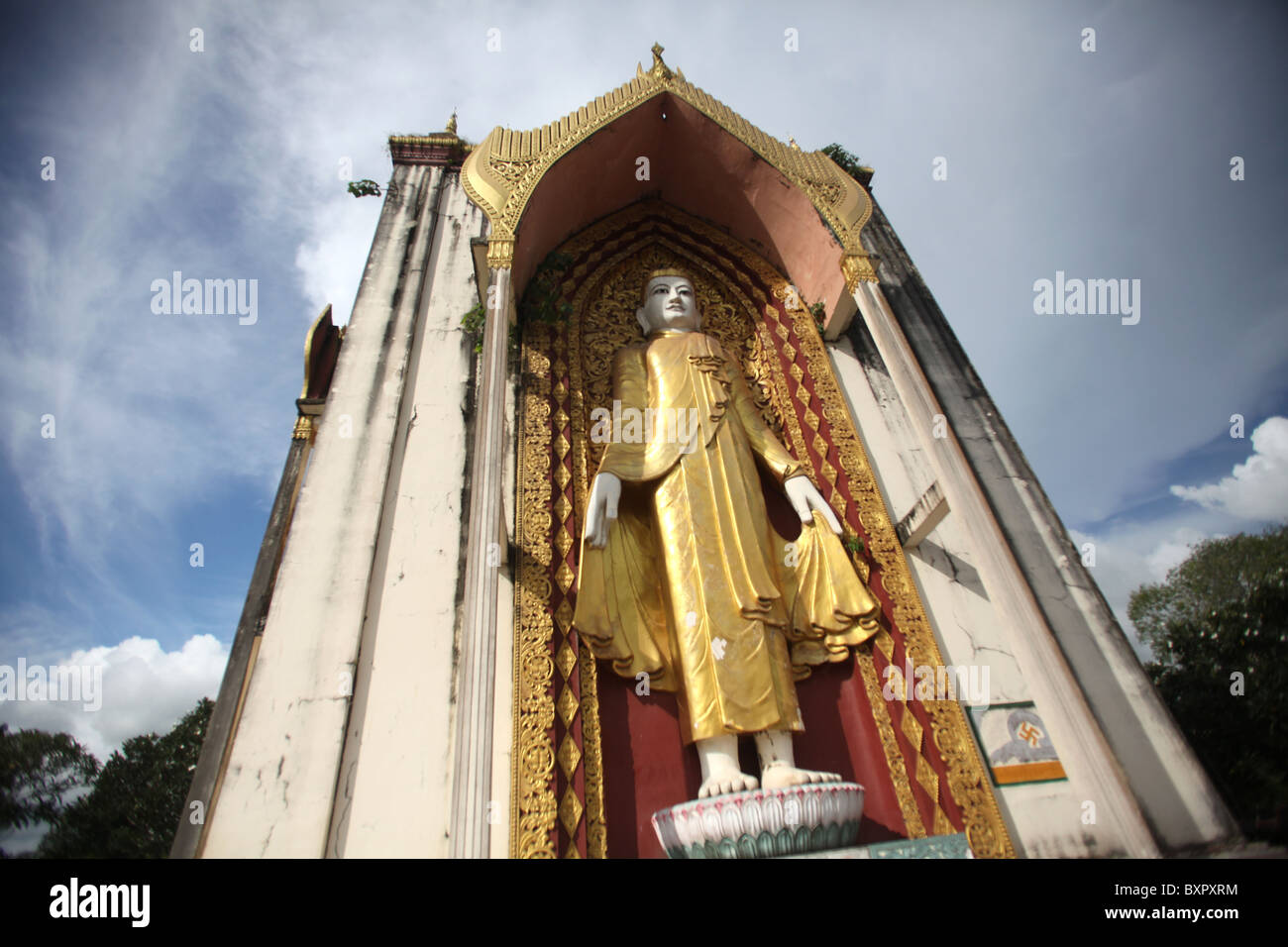A Buddha statue image in Bago, Myanmar or Burma in Asia. Stock Photo