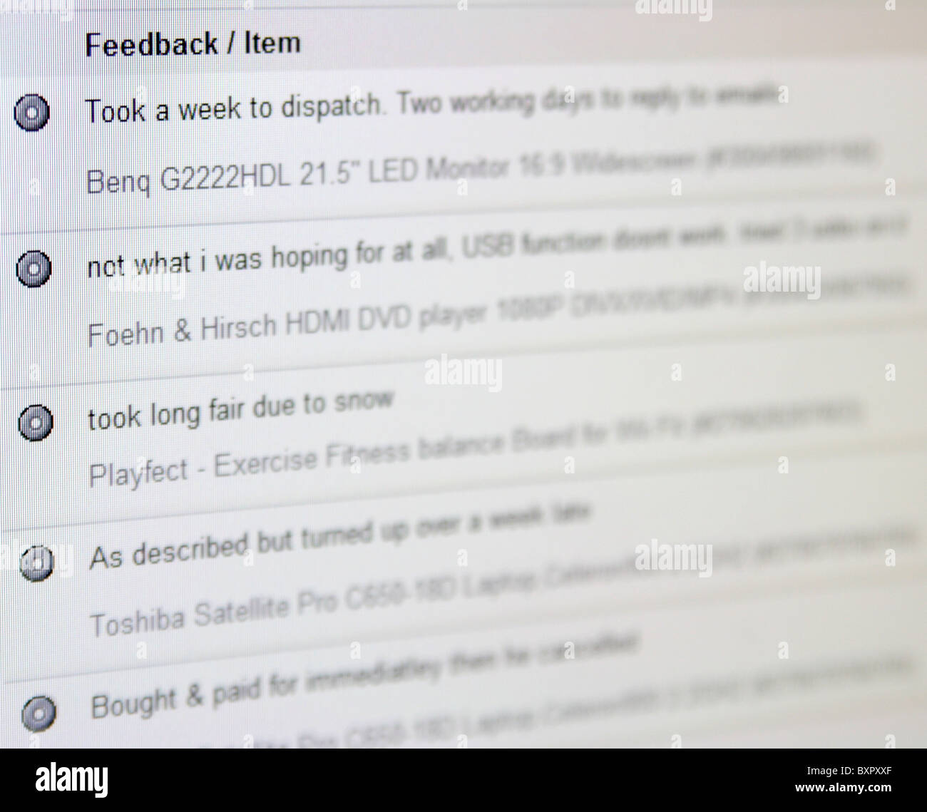 eBay neutral feedback Stock Photo Alamy