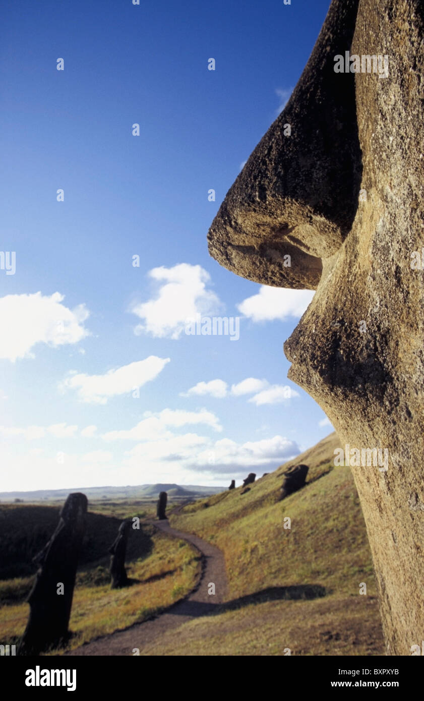 Lake Raraku Moai At Rano Raraku Quarry Stock Photo - Alamy