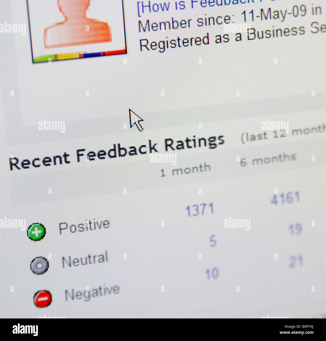 eBay feedback rating Stock Photo