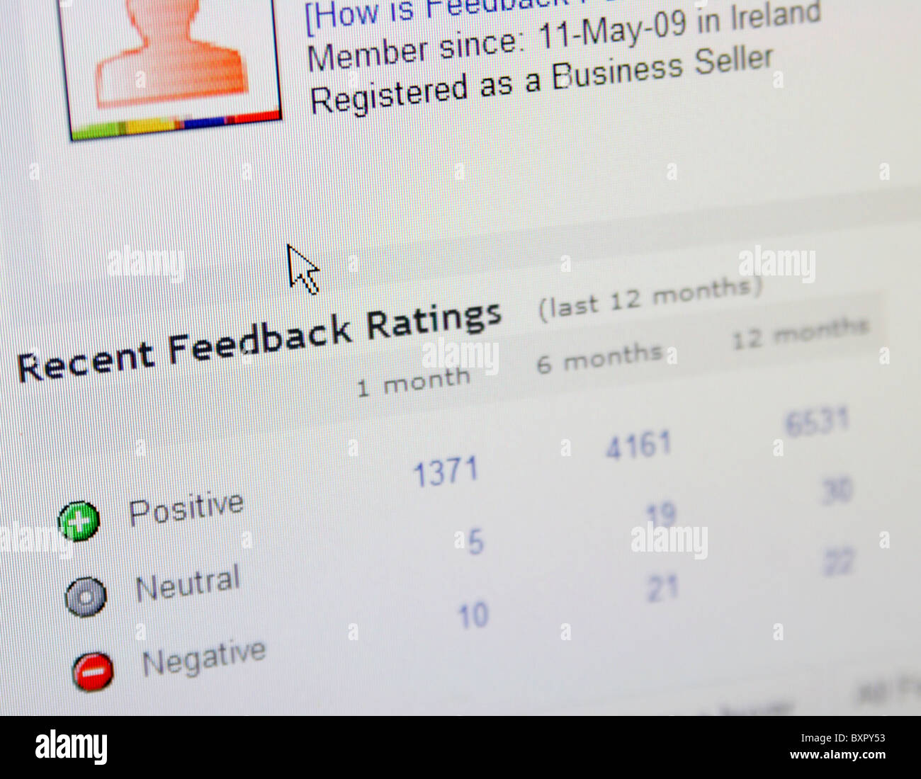 eBay feedback rating Stock Photo