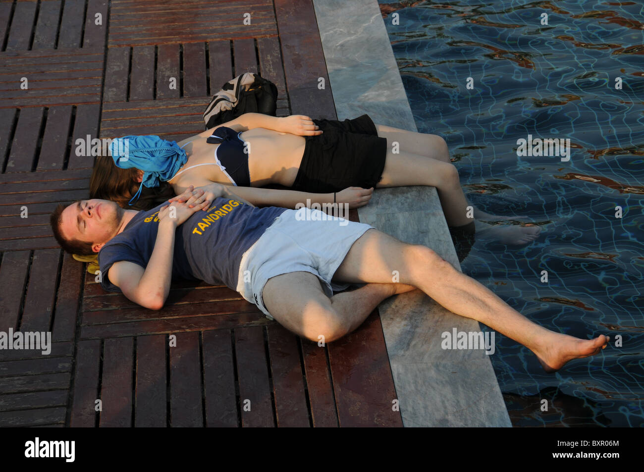 Tourists enjoy on the Pool Stock Photo