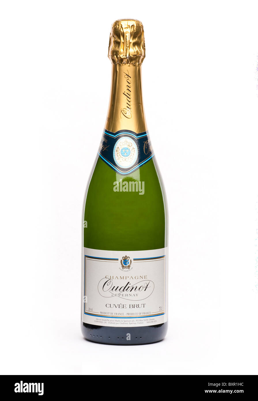 bottle of Champagne French Cuvee Brut  Oudinot a Epernay Stock Photo