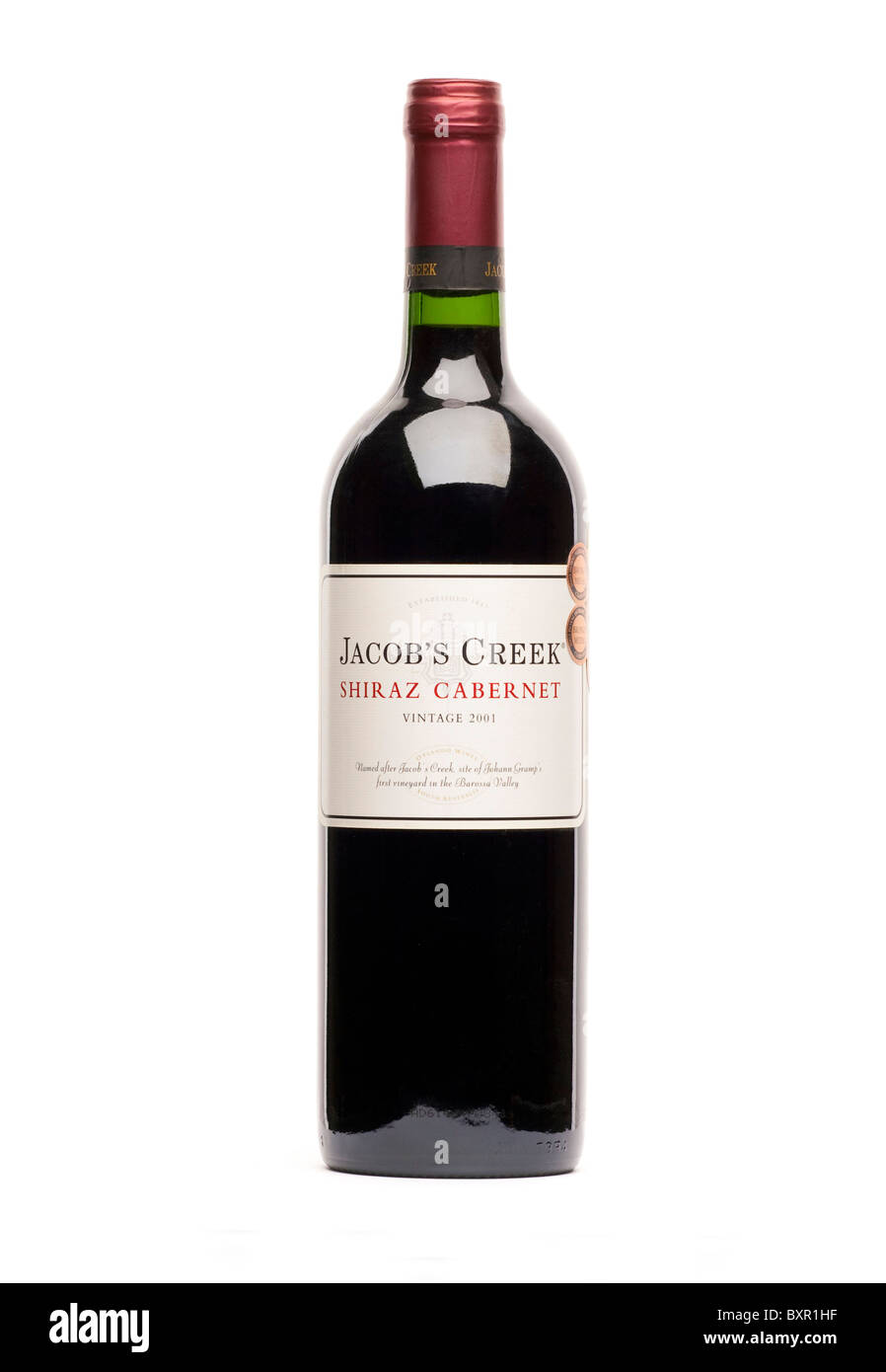 bottle of Jacob s Creek Shiraz Cabernet red wine from Australia