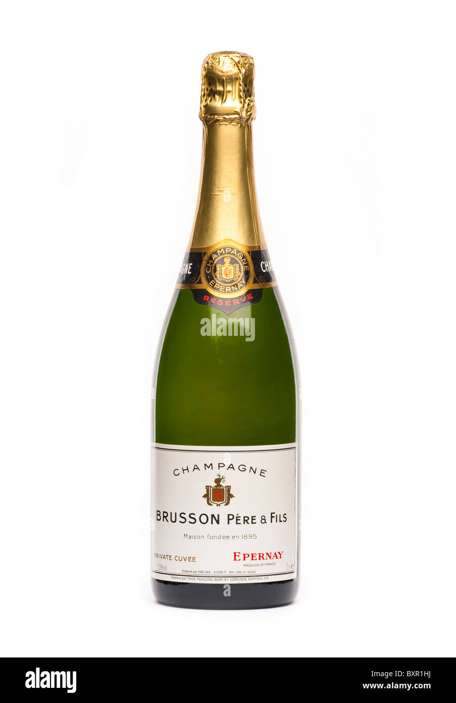 bottle of French Champagne Brusson Pere & Fils Epernay Stock Photo