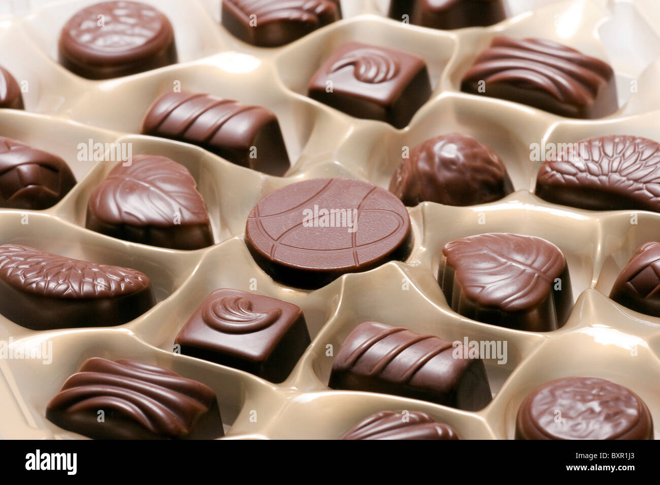 tray of chocolates Stock Photo