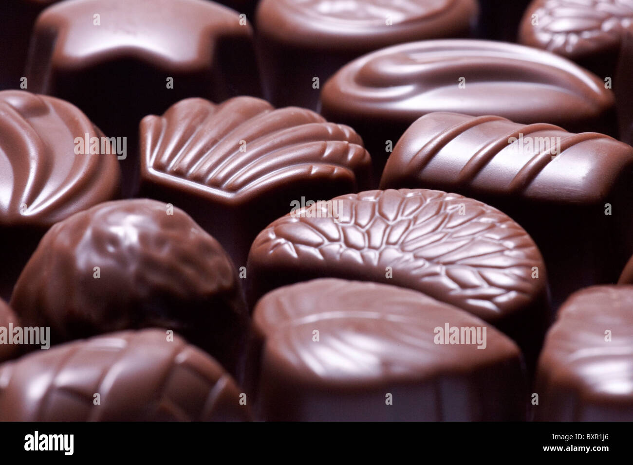 tray of chocolates Stock Photo