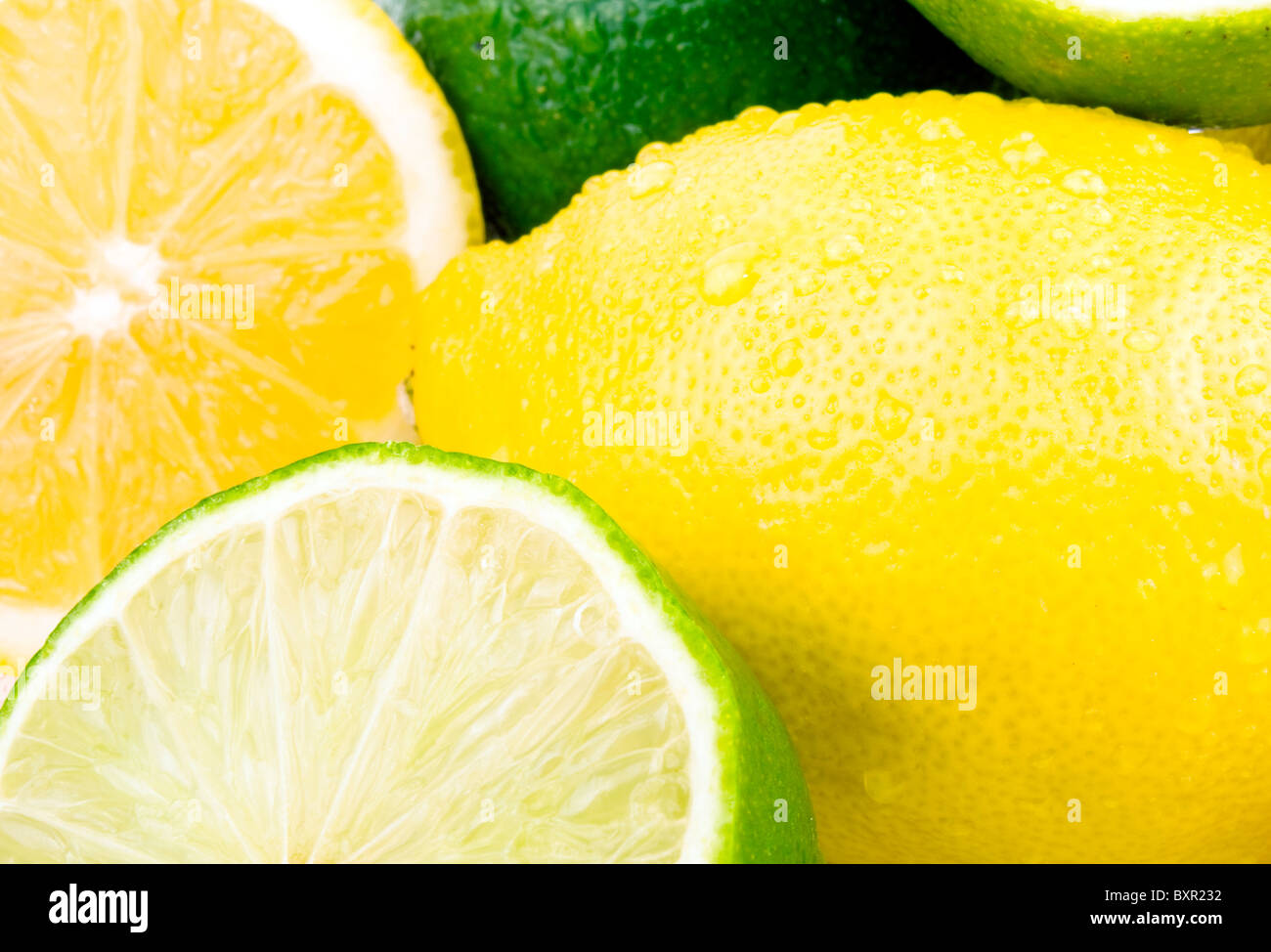 Closeup picture of lemon and lime Stock Photo
