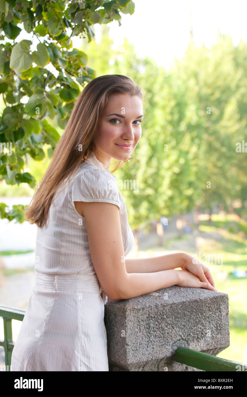 Portrait of a young woman in summer dress Stock Photo - Alamy