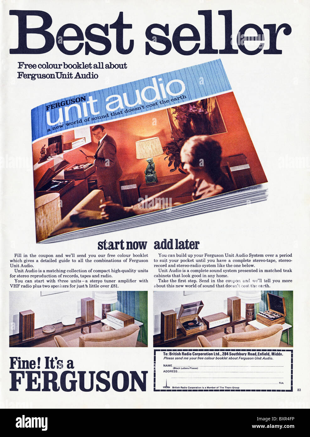 Ferguson HiFi audio full page advertisement in magazine colour supplement  circa 1969 Stock Photo - Alamy