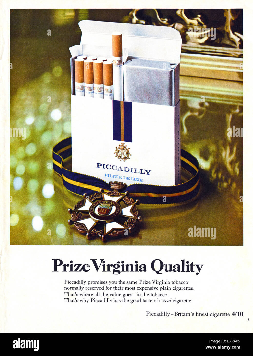 piccadilly cigarettes history Piccadilly filter cigarettes full page advertisement in magazine colour  supplement circa 1969 Stock Photo