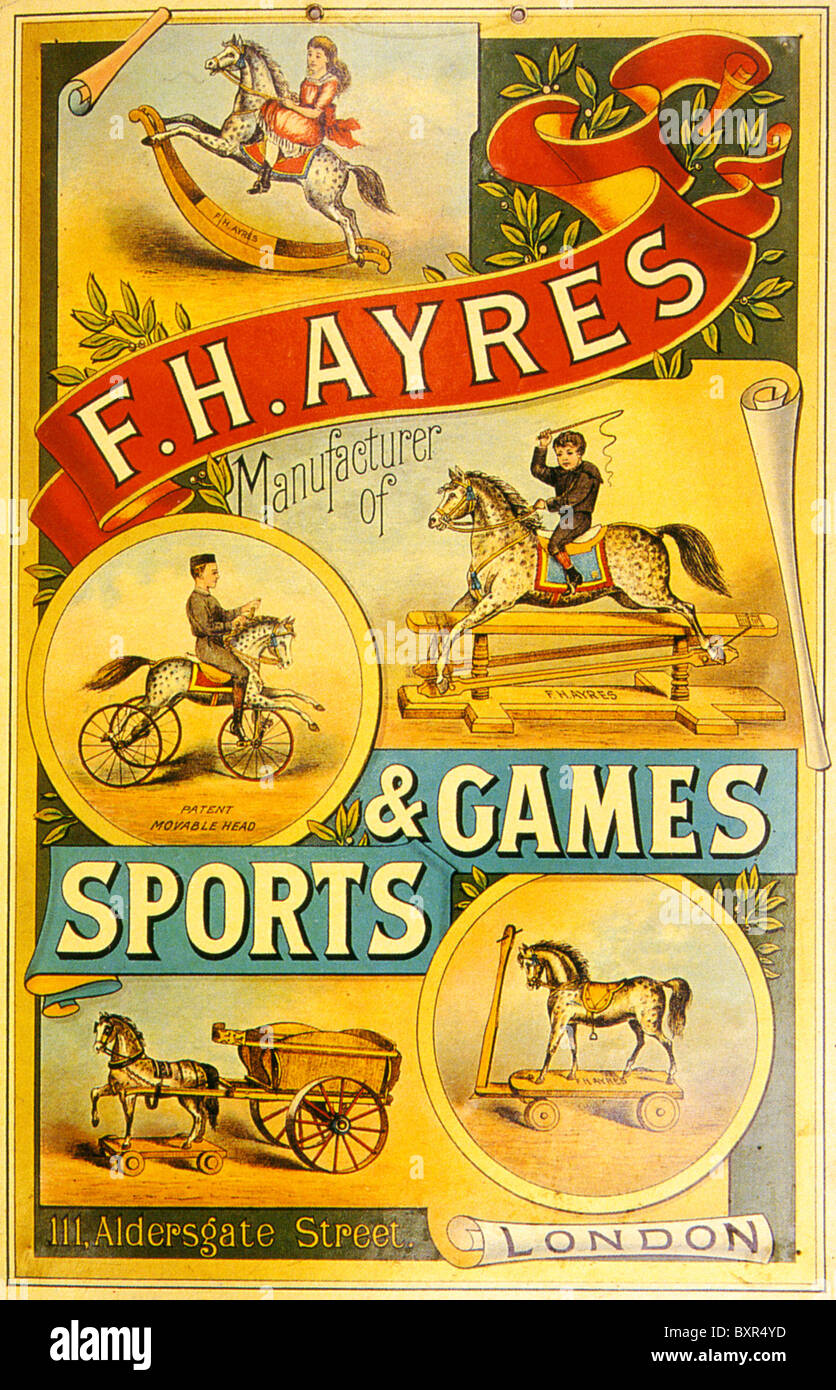AYRES GAMES AND SPORTS advert about 1890 Stock Photo