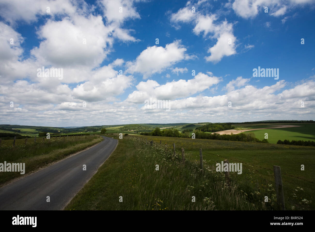 Road from the Trundle Goodwood West Sussex Stock Photo Alamy
