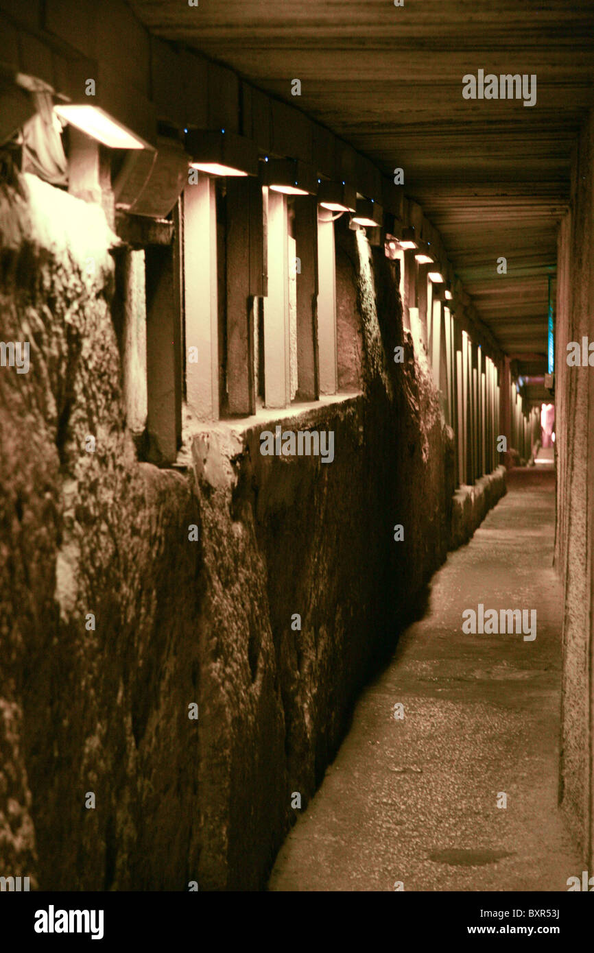 Illuminated Excavated Tunnel under the Western Wall Jerusalem Stock