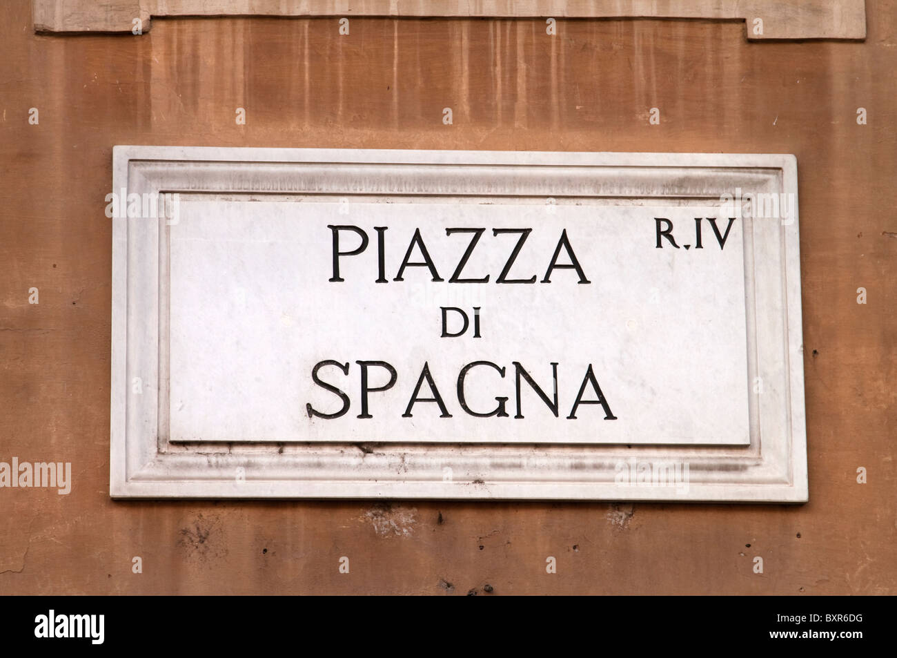 Sign for the Piazza de Spagna in Rome, Italy Stock Photo