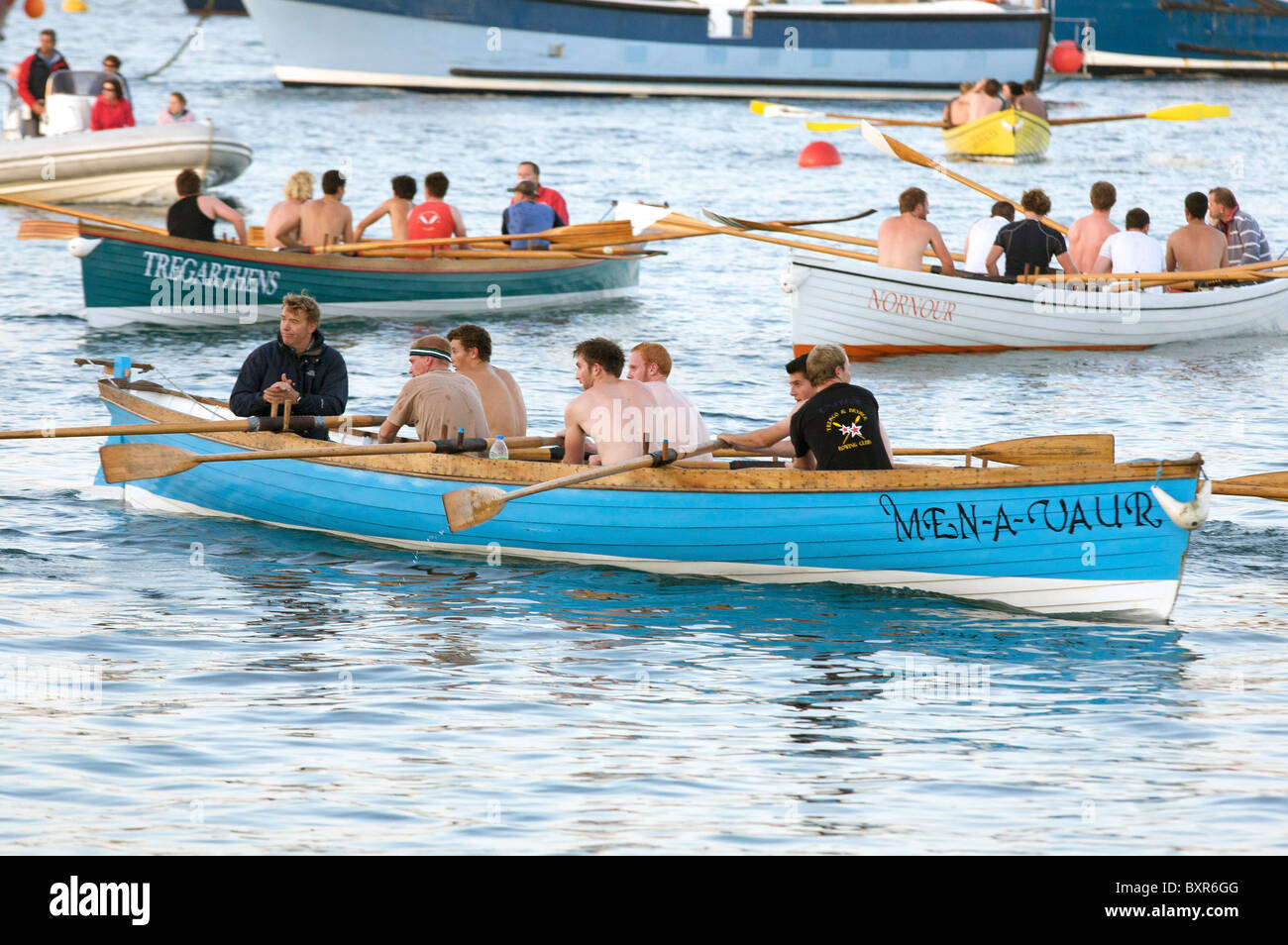 Pilot Gig racing boats, St Mary's Harbour, Isles of Scilly uk Stock ...