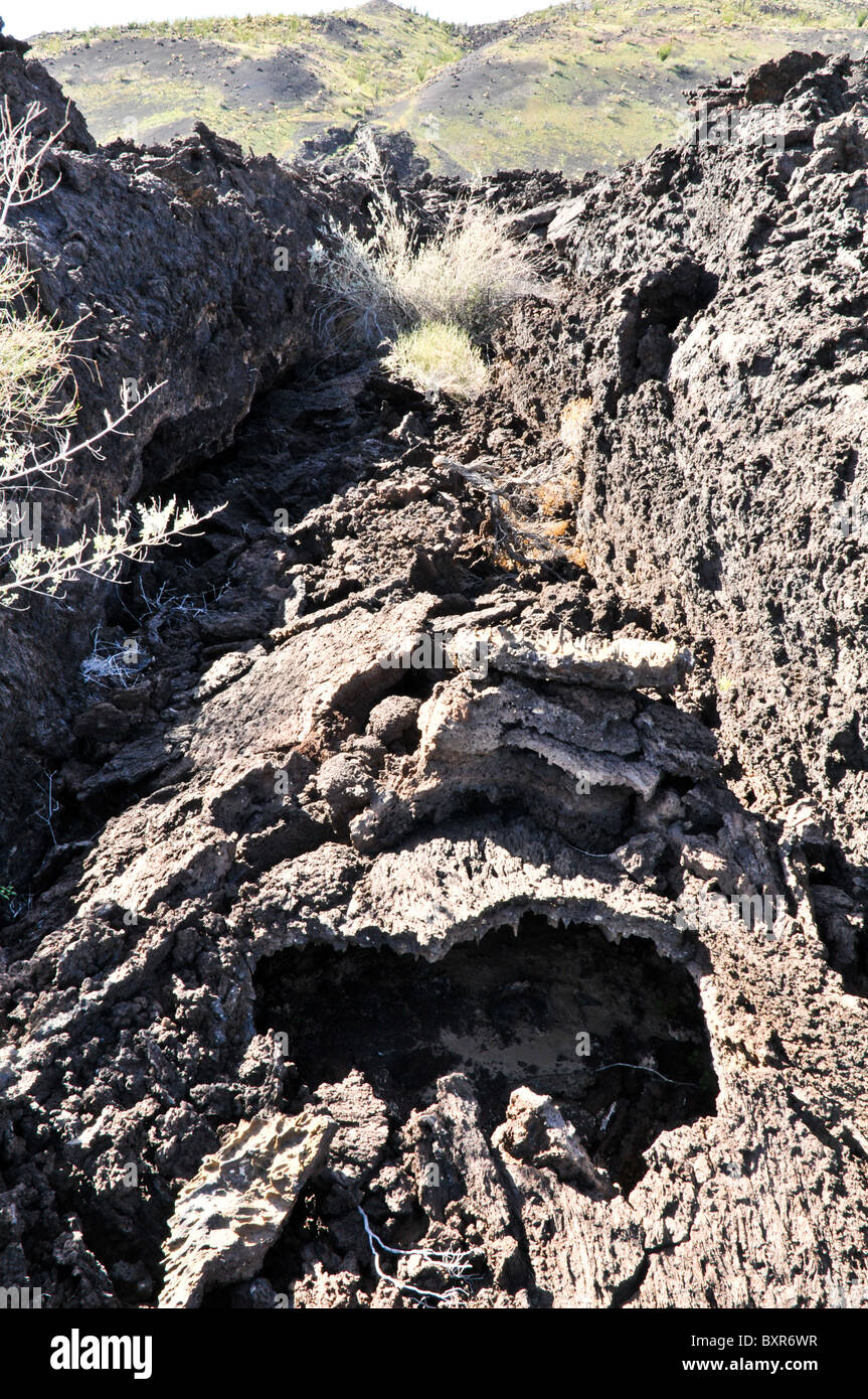 Small lava tube on side of Tecolote cinder cone, El Pinacate Biosphere Reserve, Sonora, Mexico Stock Photo