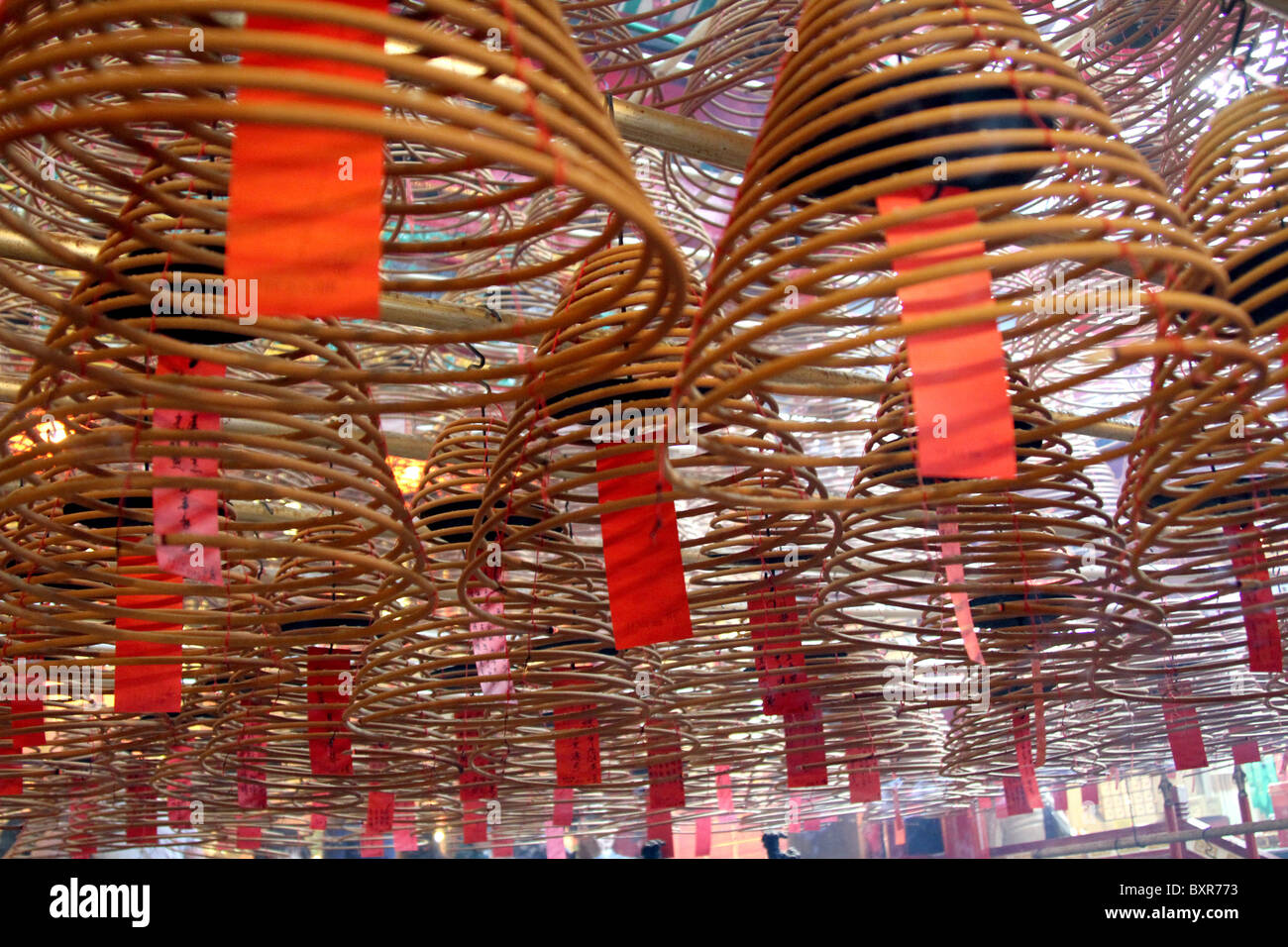 Incense burning in the Tin Hau Temple in Kowloon, Hong Kong, China